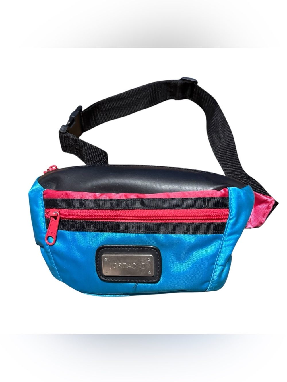 Vintage Jordache Nylon Fanny Pack Belt Bum Bag Festival 80s 90s Y2K Blue Pink